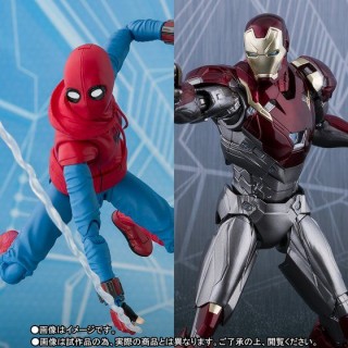 SH S.H. Figuarts Spider Man Homecoming Home Made Suit ver. & Iron Man Mark 47 Bandai Limited SH S.H. Figuarts Spider Man Homecoming Home Made Suit ver. & Iron Man Mark 47 Bandai Limited